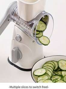 1 多功能蔬菜切片机，手摇滚筒切片机，三合一切片机，立式蔬菜切片机，奶酪切片机，厨房小工具 - 白灰色 - 查看 4