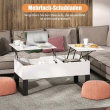 FXLTSBL Coffee Table, Height Adjustable Coffee Table, Pull-Out, Retractable Coffee Table, Separate Hidden Storage Compartment, Double Lifting Plate, Living Room Table, White - White - View 4