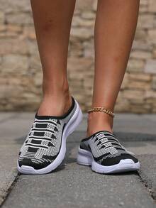 新款半拖一脚蹬女士运动鞋休闲鞋跑步鞋轻便鞋百搭时尚旅游鞋