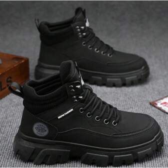 Men's Shoes Autumn New High-Top Platform Boots Anti-Slip Wear-Resistant Work Shoes Outdoor Leisure Shoes