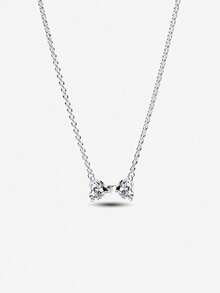 1pc Light Luxury High Flash Bowknot Love Necklace 925 Sterling Silver Women's Necklace Elegant Women's Jewelry Valentine's Day Birthday Gift Daily Wear - 款式1 - 查看 4