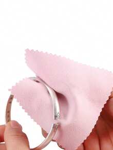 100 peças de pano de polimento de joias de prata de cor sólida, pano de limpeza de joias antioxidação, pano de limpeza de relógios - Rosa - Ver 5