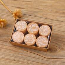 1 caja con 8 piezas Set creativo de sellos de madera redondos y cilíndricos con temas de pétalos, encaje y mariposas, para diarios, álbumes de fotos, regalos de cumpleaños para estudiantes, vuelta al cole, útiles escolares