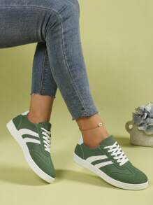 Tênis Casuais Slip-On com Cadarço Femininos, Tênis Esportivos Versáteis, Adequados para Primavera e Outono, Calçados de Exercício para Estudantes