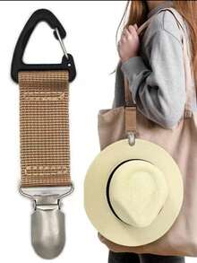 旅行包帽夹挂在包上手提包背包行李旅行背包户外旅行沙滩帽伴侣配件 - 咖啡棕 - 查看 4