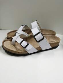 Spring To Summer 2025 New Crossed Toe Soft Cork Slippers Beach Sandals, Unisex - White - View 4