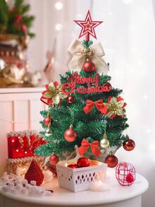 1 buc mini brad de Crăciun stea brad vârf incasabil glob de Crăciun artificial cap de flori de Crăciun fundă decorare desktop Crăciun birou bucătărie living acasă petrecere de sărbători decorare acasă decorațiuni de Crăciun decor cameră de iarnă