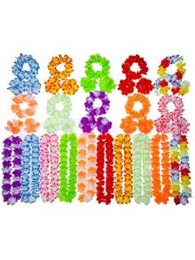 4/8/16/24/32/40/60/80 件夏威夷花环套装、热带花环、项链和手链、夏威夷花环项链、热带夏威夷花卉主题派对礼品、热带芙蓉花，适合夏季泳池派对和夏威夷主题派对，用于 DIY 装饰化装舞会和派对复活节礼物、节日婚礼海滩生日装饰、夏威夷花环派对用品（颜色随机） - 彩色 - 查看 2