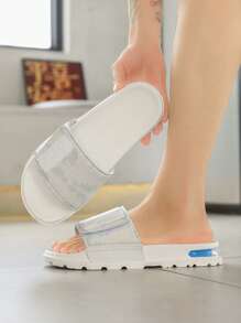 Men's Slippers, Non Slip Thick Sole, Comfortable And Casual Men's Sports Soft Sole Air Cushion Plus Size Beach Sandals, Hook And Loop Drag Men's Shoes