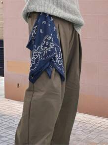 1 pieza Pañuelo de mujer con estampado de anacardo, de material sedoso, pañuelo para la cabeza, pañuelo para el cuello, apto para uso diario