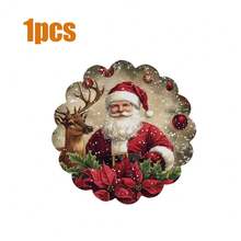 8pcs/6pcs/4pcs/1pc Holiday Christmas Placemat Set - Polyester Linen Round Placemats With Santa Claus & Reindeer Design, Christmas Floral Print, Non-Slip, Hand Washable, Suitable For Holiday Dining And Home Decor, Durable.