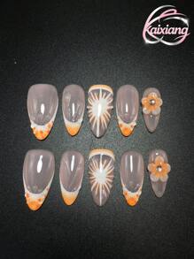 Set di 10 pezzi di unghie a mandorla Y2K realizzate a mano, con design nude rosa, ali di farfalla nere tridimensionali, punti intagliati multicolore e fiori sfumati. 3 misure adatte per arte di unghie estiva, ideali per feste, balli e uso quotidiano, con strumenti per applicazione inclusi.