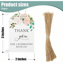 75PCS Thank You Gift Tags 2x3inch Floral Personalized Gift Tags With String For Wedding Birthdays Party Favors  Shower Bridal Shower-0166 - 樣式-1 - 查看 2