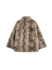 Korean Style Fashionable Faux Fur Midi Coat For Women, Winter - Coffee Brown - View 5