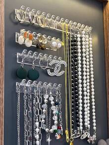 3/6件套首饰展示架，耳环收纳架，壁挂式首饰整理架，项链收纳挂架，多功能首饰收纳架，可展示项链、手链、戒指、耳环等首饰 - 透明色 - 查看 7