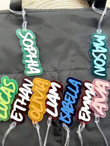 Personalized Name Tags For Backpacks Luggage Diaper Bags, Children's Name Keychains, Customizable Waterproof Labels - Multicolor - View 3