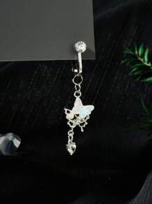 CIZME 1 buc Inel fals pentru buric din oțel inoxidabil cu fluture soare, funky, pentru femei, pentru decor zilnic, inel auriu pentru buric, inele pentru buric suspendate, non-piercing, inele pentru buric, inele false pentru buric, piercing fals pentru buric, bijuterii pentru piercing fals