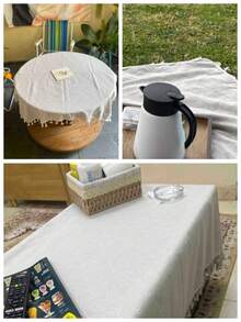 1pc Daisy Flower Tablecloth, Floral Print, Suitable For Dining Room, Birthday, Picnic, Camping, Party Decoration, Spring/Summer - Beige - View 4