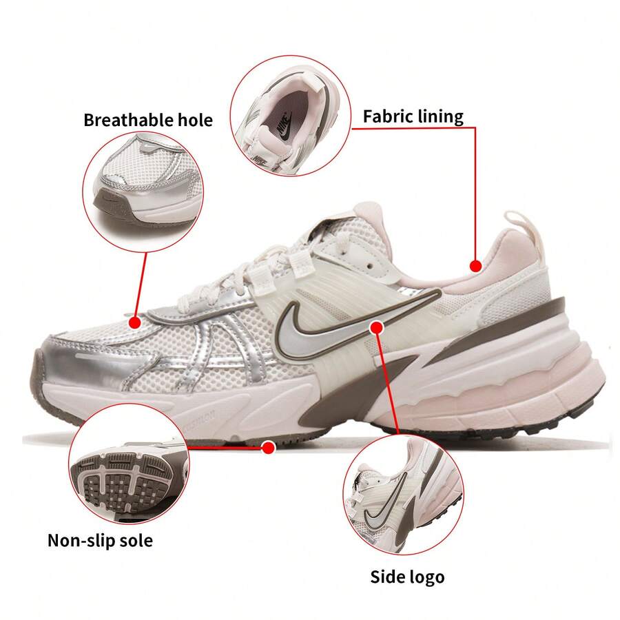 Jordan V2K RUN 女士休闲鞋 轻便舒适旅行鞋 日常运动鞋 厚底运动鞋 FD0736-010 - 淺銀灰/銀/山峰白/灰/紫 - 查看 1