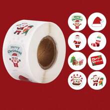 500 Peças Adesivos de Boneco de Neve de Feliz Natal, Adesivos de Decoração de Festa de Natal, Adesivos de Caixa de Presente de Ano Novo, Etiquetas para Bolos, Adesivos de Natal, Presentes, Caixas de Presente, Decorações, Crianças, Desenhos Animados, Etiquetas Redondas