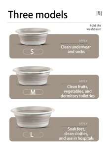 1pc/3pcs Portable Foldable Wash Basin, Vegetable Basin, Foot Basin. Easy To Clean, Lightweight And Extendable. Suitable For Home, Dorm And Outdoor Camping. Used For Camping Sink, Laundry Basin, Bucket, Water Container, Fruit And Vegetable Wash Basin, Cleaning Supplies. Thickened Plastic Foldable Foot Basin And Wash Basin, Essential For Back To School. Foldable Basin, Foldable Basin Set. Home Bathroom Decor Summer