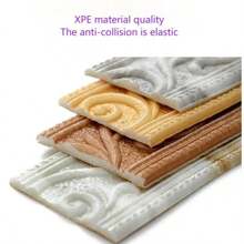 1 Roll 2.3m/90.6inch 3D Flower Leaves Vine Pattern Relief Romantic Special Design Skirting Line Sticker, XPE Foam Material Self-Adhesive Crashproof Wall Sticker, Minimalist Modern Style Home Decor, Renovation Skirting Line, Bedroom Decor, Bathroom Decor