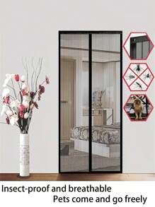 1 片磁性易安装蚊帐帘（含 9 对磁铁和卷边），全新升级的家居装饰，适用于房间装饰。多种尺寸可选，例如 35.43/39.37/43.31/47.24*82.67 英寸或 55.12*94.49 英寸。无需钻孔，防虫透气，经典款式。