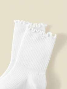 5 pares de calcetines de media caña con adorno de encaje para niños, estilo escolar, calcetines de unicolor con estampado de dibujos animados simples, suaves y cómodos, versátiles, adecuados para Navidad, regalos festivos, uso diario, vuelta al colegio, salidas, relajación en casa