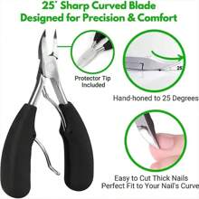 1/4 Peças Conjunto de Cuidados com as Unhas Resistente para Homens e Adultos - Cortador de Unhas Ergonômico com Alça Preta e Lixa, Tesoura de Unhas de Aço Inoxidável para Unhas Grossas, Design Moderno, Ferramentas de Manicure Duráveis, Kit de Cuidados com as Unhas Preto