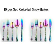 WAYDEKO Stainless Steel Flatware Set Knives Forks Spoons Set, Lasered Vintage Paisley /Seashell/Snowflakes Pattern Design, Mirror Polish And Dishwasher Friendly Black,Blue,Colorful Silverware Set, Cutlery Set,Stainless Steel Halloween Black Flatware Set Knives Forks Spoons Set