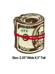 1PC Fat Wad Dirty Money Patch Hundreds Blue Benjamins Embroidered Iron On - Multicolor - View 2