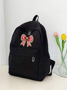 西瓜蝴蝶结女孩背包大容量笔记本电脑背包，返校经典休闲日用背包大学背包轻便学校书包适合女孩男孩，女孩背包书包适合中学青少年背包，防盗笔记本电脑背包旅行日用背包书包礼物