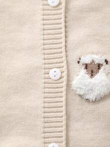 Baby Girl Lamb Pattern Long Sleeve Single-Breasted Casual Knit Cardigan