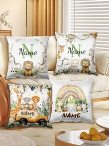 1pc Personalized Pillow Case With Cute Animal Design, Customizable Name, Gift For Kids, Children, Grandkids Birthday Party, Home Decor For Bedroom, Living Room, Study, Single-Sided Printed Pillowcase,Washable,Lightweight,Breathable, Funny,Cute,Love,Soft,Comfortable,Custom,Unique,Personalized,Ideal Gifts For Him,Ideal Gifts For Her,Ideal Gifts For Boyfriend,Ideal Gifts For Girlfriend,Ideal Gifts For Dad,Ideal Gifts For Mom,Ideal Gifts For Friends,Ideal Gifts For Family,Him,Her,Boyfriend,Girlfriend,Dad,Family,Mom,Friends,For Anniversaries,For Graduation,For Housewarming,For Weddings,For Birthdays,Car,Sofa,Tea Room,Living Room