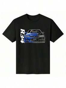 Summer BestsellersUnisex 100% Cotton Nissan Skyline R34 Graphic T - Shirtsupple - 黑色 - 查看 8