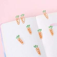 10 Creative Colorful Fruits, Cartoon Shaped Paper Clips With Two Tone Carrots, Cute Metal Shaped Paper Clips, Back To School Season