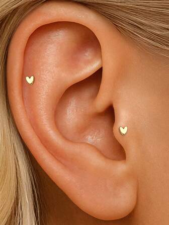 1Pair 925 Sterling Silver Dainty Tiny Heart Stud Earrings Flat Back Stud Earrings For Women Cartilage Helix Piercing Fine Jewelry Perfect For Daily Wear Wedding Party Engagement Anniversary Valentine's Day Valentines