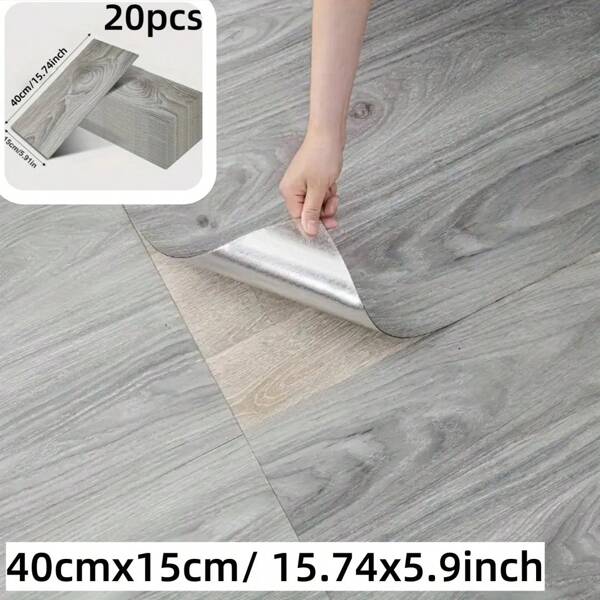 20pcs 15.74inch X 5.9inch Wood Grain Vinyl Floor Tiles, Self-Adhesive, Wear-Resistant, Easy Installation For Bedroom & Home Decor, Bedroom Flooring | Modern Flooring