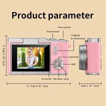 Digital Camera 18X Zoom 2.4-Inch Hd Rotable Screen Video Creative Compact Digital Cameras For Students Use CCD Camera Free DIY Crystal Stickers
