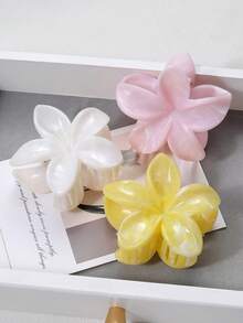 3件套女士亚克力渐变大花朵发爪，简约优雅发髻夹配饰，适合休闲、旅行、度假装扮，花朵发夹，时尚发爪夹，秋冬度假必备单品，适合女士夏季海滩度假。 - 彩色 - 查看 2