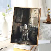 1 pieza Fantasma en el inodoro, Arte del fantasma en el baño, Academia oscura, Decoración de Halloween, Arte de pared para el baño, Decoración de baño, Pintura al óleo victoriana