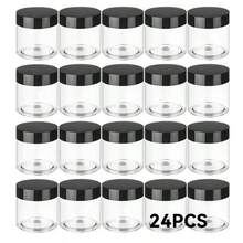 1/4/8/12/16/24PCS 4盎司带盖塑料罐，防漏化妆品罐，带翻盖 - 可再填充，不含硫酸盐，适用于面霜、乳液、药膏、眼影、样品和旅行储存 - 彩色 - 查看 24
