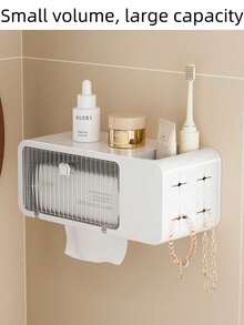 صندوق أنسجة الحمام أبيض/أصفر قطعة واحدة. إنه مقاوم للتسرب، لا يحتاج إلى تقشير، مقاوم للماء، ويمكن تركيبه على الحائط لتخزين ورق الحمام. صندوق نسيج شفاف. يوجد أيضًا صندوق تخزين مناديل مبللة للحمام، ورفرف ورقي مثبت على الجدار، وصلصة أنبوب الحمام، وملحقات الحمام