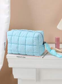 1 件绗缝羽绒化妆包时尚加厚化妆包绗缝刺绣菱形网格化妆包休闲手拿包保暖迷你包化妆品收纳包化妆品收纳包迷你袋旅行化妆包适用于圣诞节礼物、朋友礼物、礼物、母亲节礼物、优雅舞会包