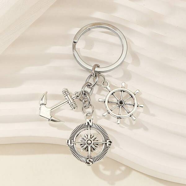 1pc Casual Fashion Simulated Ship Anchor & Rudder Keychain, Minimalist Personalized Daily Versatile Mini Ship Rudder & Anchor Combination Keychain Pendant, Suitable For Daily Matching Car Keys, Bags, Phones Car Accessories Cute Goth Y2k