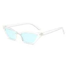 Retro Cat - Eye Triangle  For Women: Colorful  Shades For Street Style - Transparent Frame Blue Film - View 7