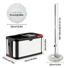 Spin Mop And Bucket Set With 3 Mop Pads, Household Rotating Floor Mop, Hands-Free Wash Stainless Steel Mop, Dust Removal Mop, Dry And Wet Use, Perfect For Home, Kitchen, Bathroom Floor, Cleaning Supplies, Cleaning Tool