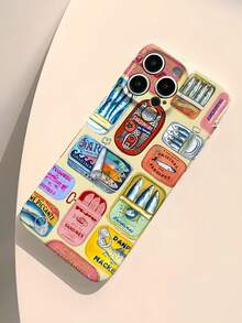 1pc Retro Colorful Sardine Can Graphic Phone Case, Perforated Film Shell Protective Cover Compatible With Samsung/Apple Waterproof Shockproof Anti-Fall Scratch Resistant,International Version, Not The Domestic Version - Multicolor - View 3