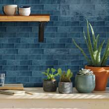 3D Mosaic Self-Adhesive Wall Sticker, Crystal Drip Decorative Stickers, Waterproof, Mildew Resistant, Easy To Clean, Heat Insulation, Suitable For Kitchen, Bathroom, Living Room, Dining Room, Etc., Ready To Tear And Stick, 12X8.7 Inches - Royal Blue - View 3