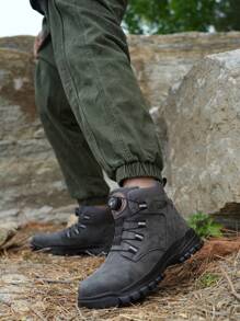 男士安全工作靴，大码高帮户外工业鞋，合成革鞋面搭配EVA鞋底，适用于建筑、采矿、徒步、狩猎等多种场合，春、秋、冬四季皆宜。 - 灰色 - 查看 3